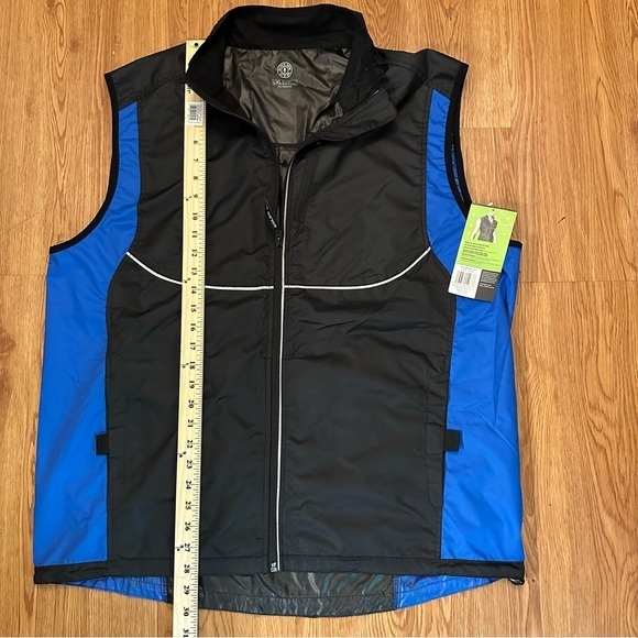 Gold's Gym Workout Apparel Reflective Vest L/XL 42-48 Black/Blue Cycling Zip NEW - Picture 6 of 12